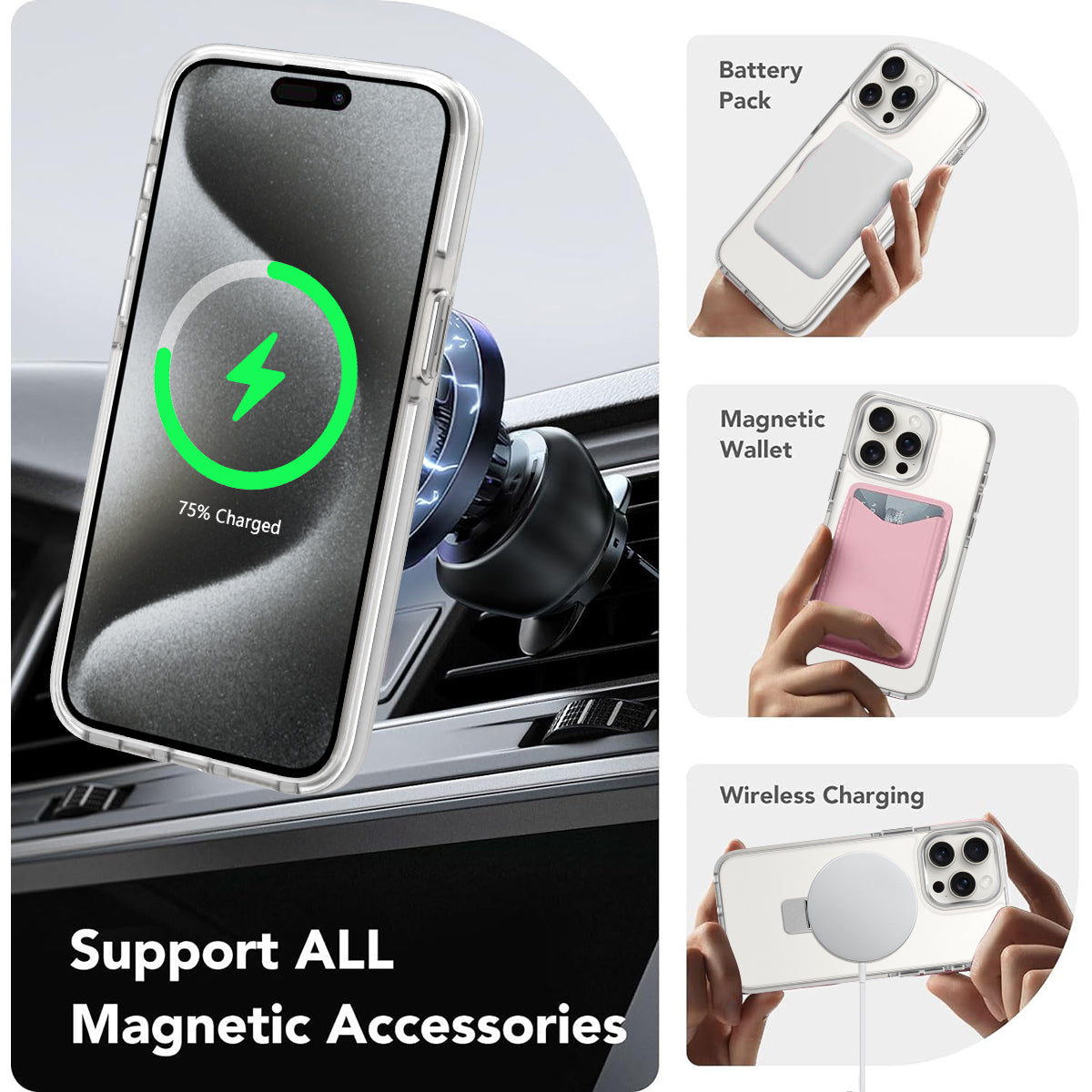 360° Klappständer MagSafe iPhone-Hülle Kabelloser Ladeschutz für iPhone 15/14/13 