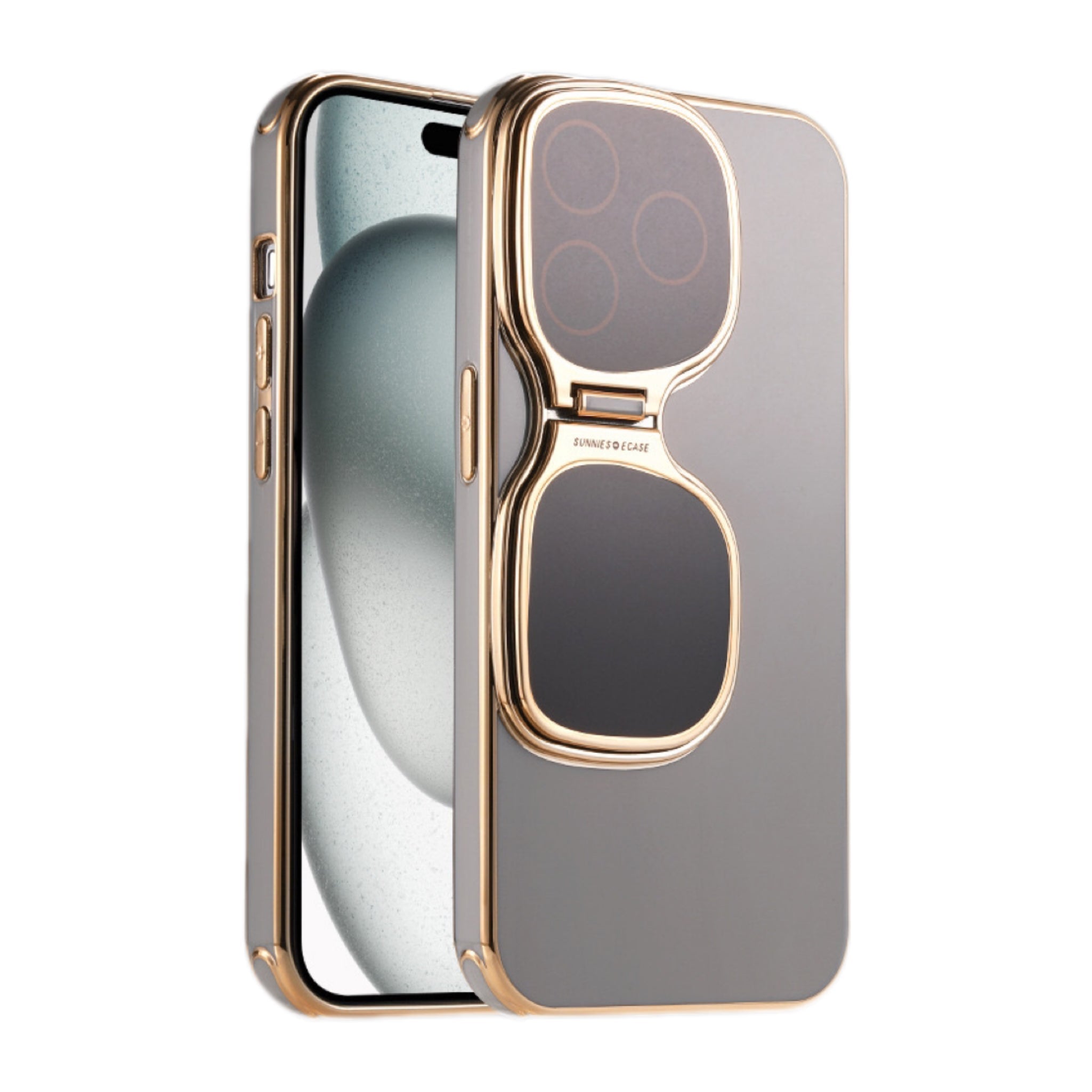 Étui pour iPhone avec lunettes de soleil (entièrement enveloppé, protection de l'appareil photo et support de téléphone 2 en 1) 