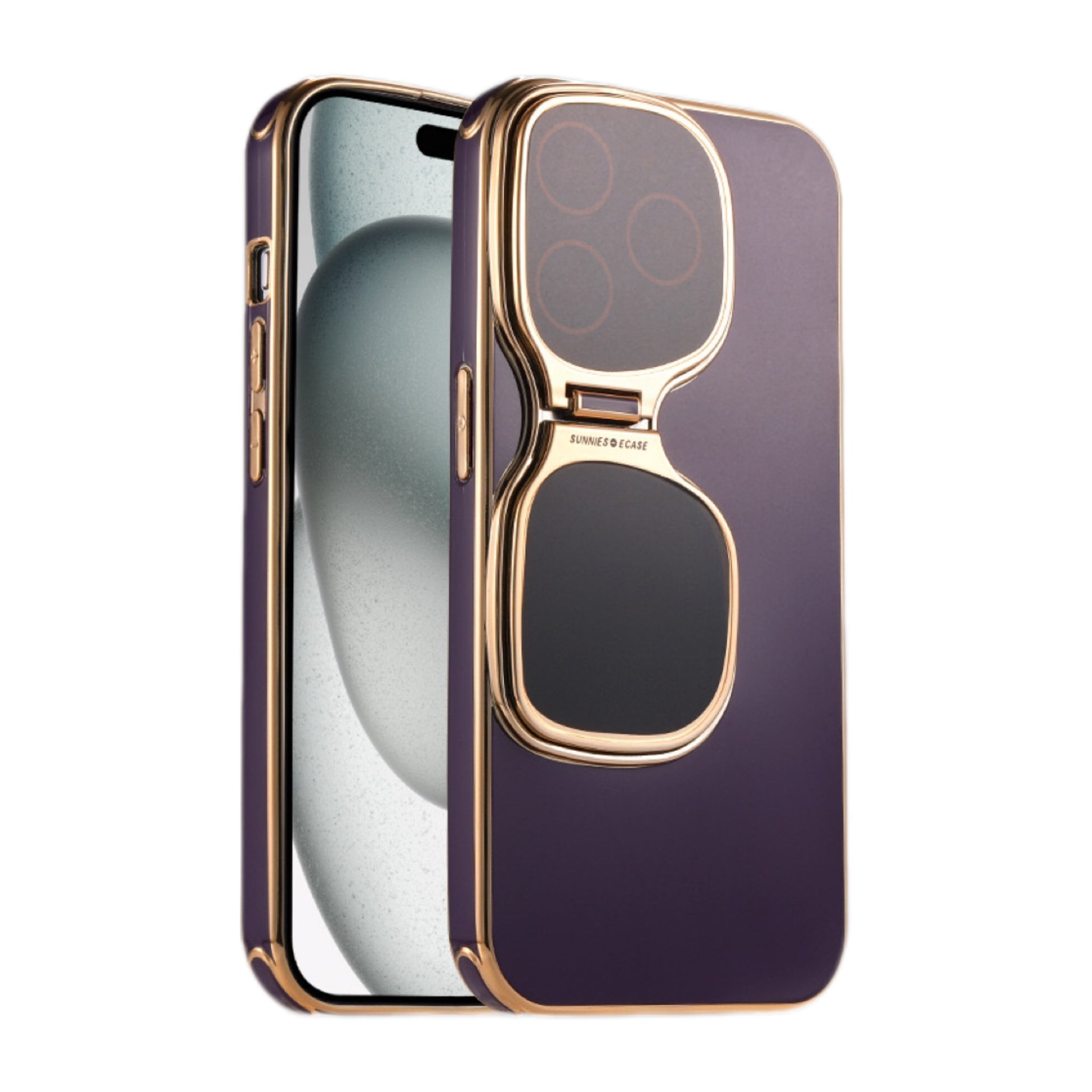 Étui pour iPhone avec lunettes de soleil (entièrement enveloppé, protection de l'appareil photo et support de téléphone 2 en 1) 