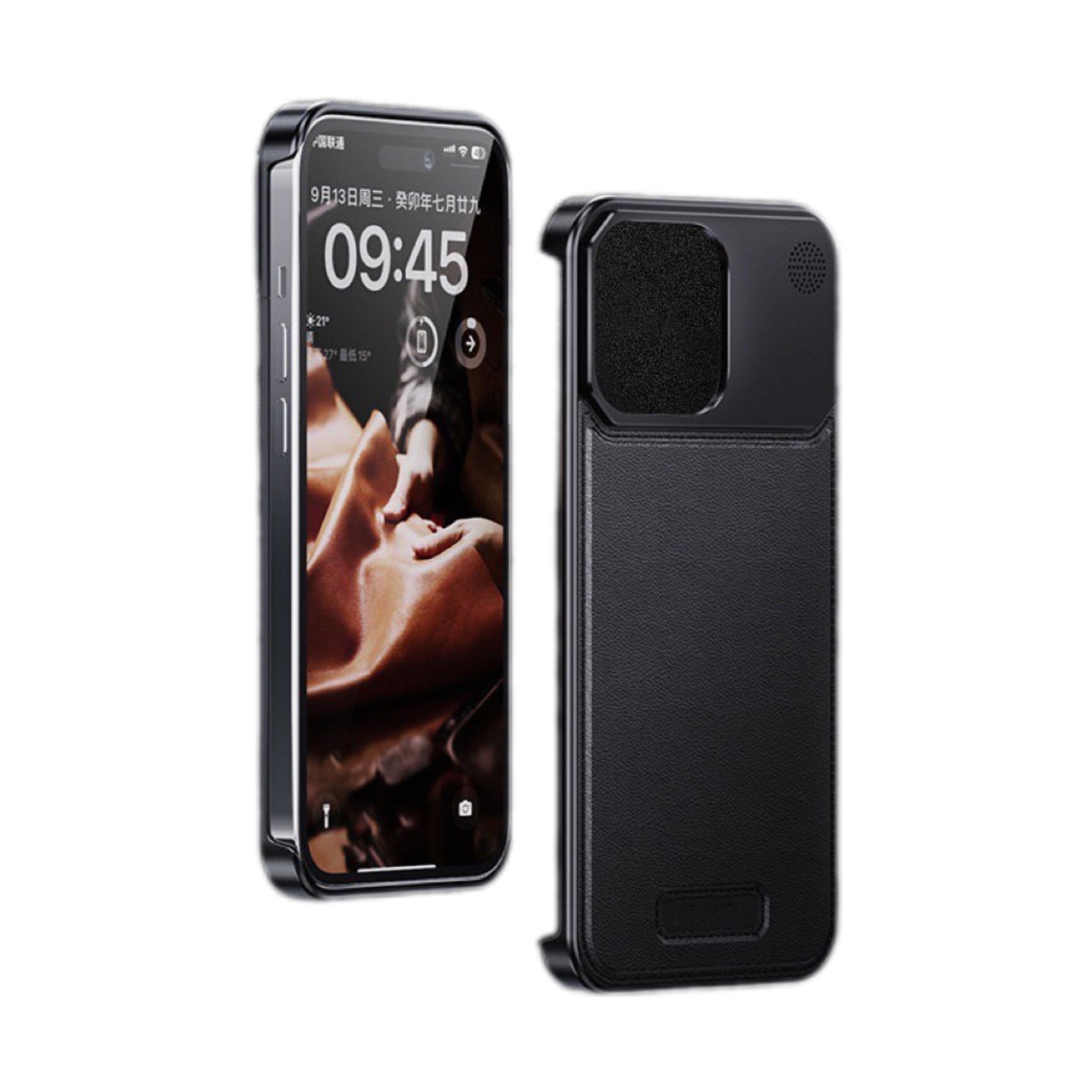 Aluminiumlegierung Leder Rahmenlose Aromatherapie iPhone Hülle Stoßfeste Hülle,Grau Braun 