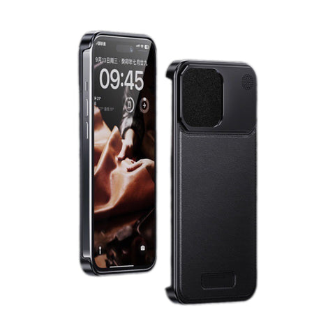 Aluminiumlegierung Leder Rahmenlose Aromatherapie iPhone Hülle Stoßfeste Hülle,Grau Braun 
