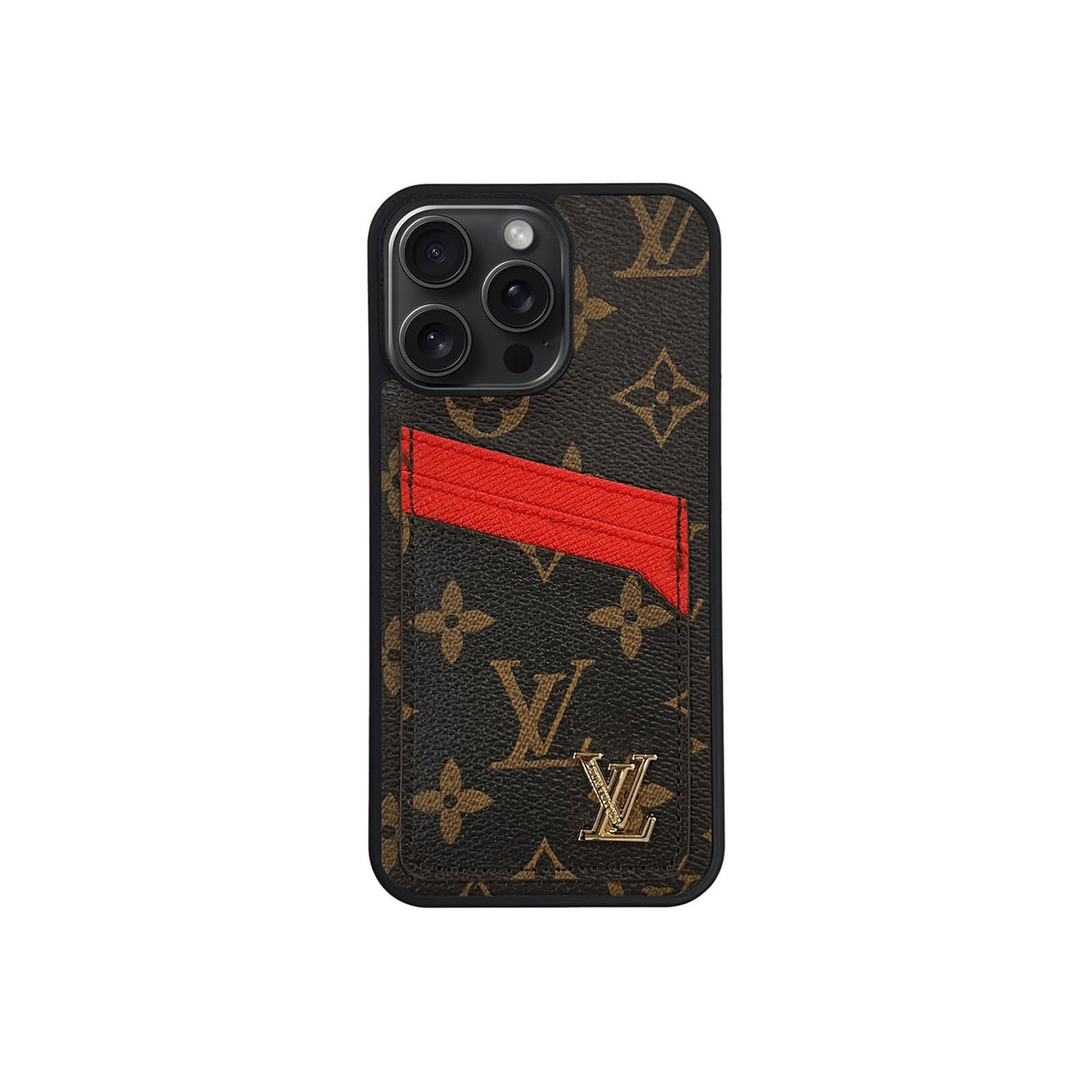 L LOGO BROWN CARDHOLDER RED LINE