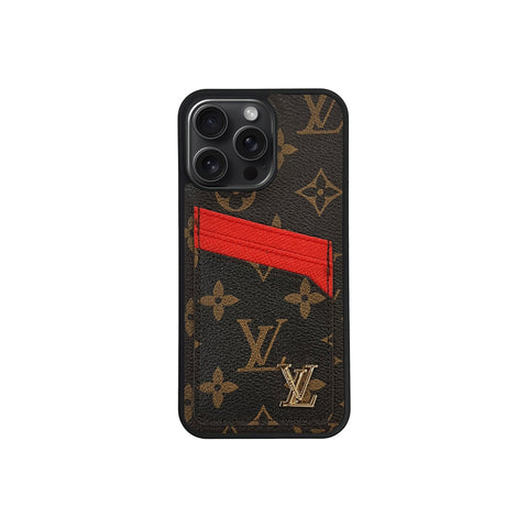 L LOGO BROWN CARDHOLDER RED LINE