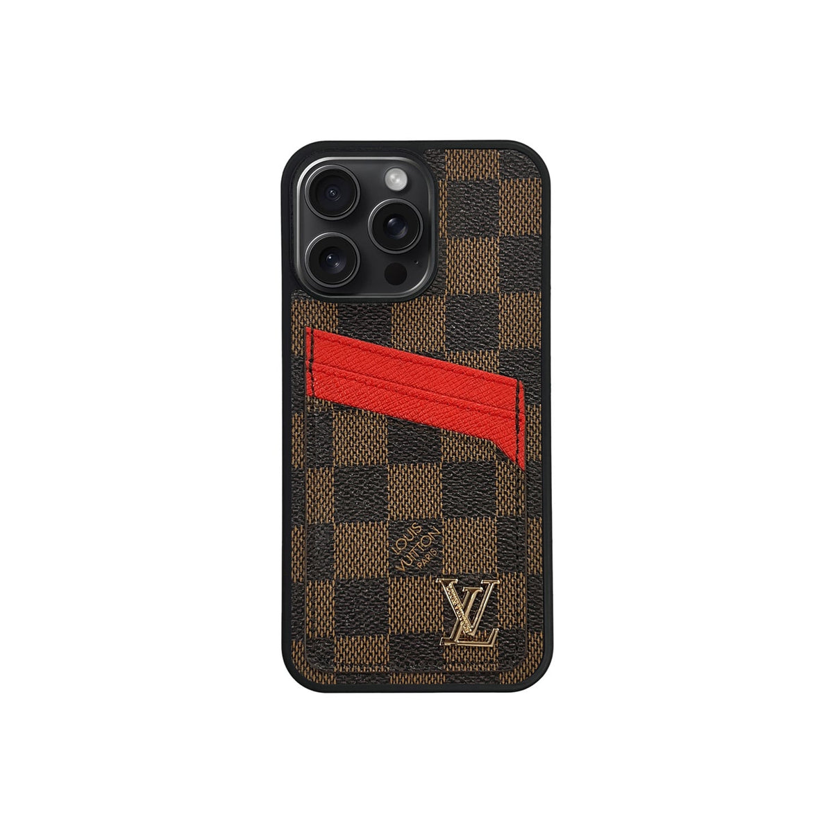 L SCHACHBRETT BRAUN KARTENHALTER RED LINE 