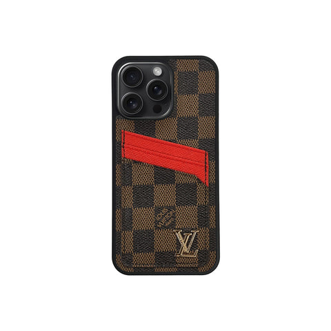 L SCHACHBRETT BRAUN KARTENHALTER RED LINE 