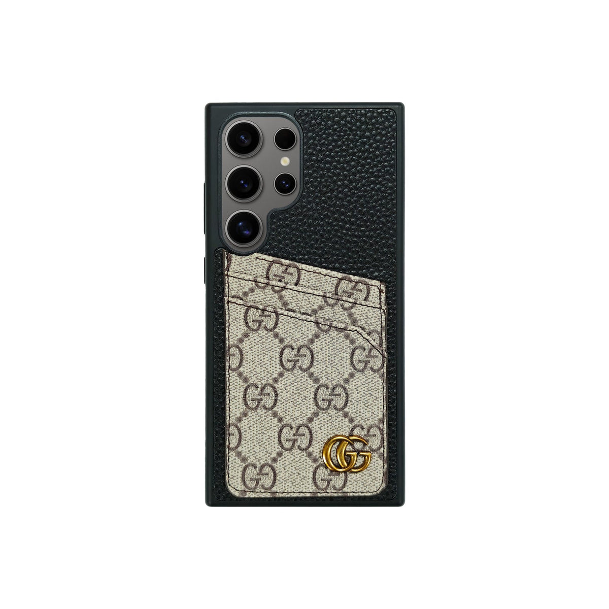 SCHWARZES KARTENETUI MIT GG-MONOGRAMM, VOLLSTÄNDIG ÜBERZOGEN 