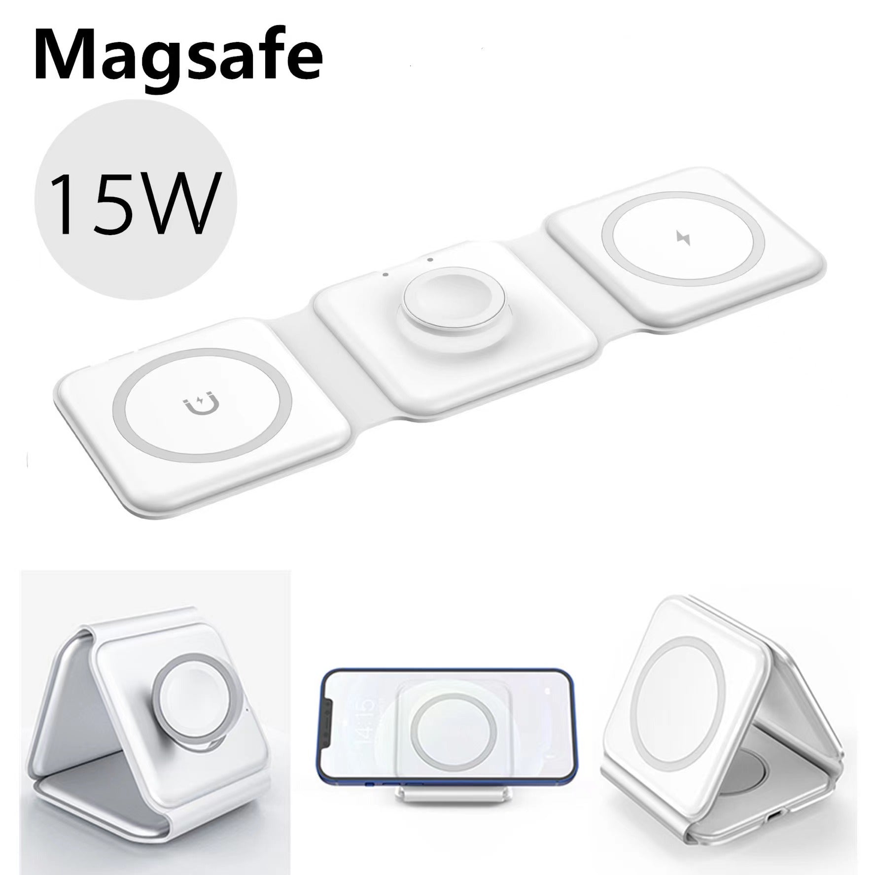 3-in-1-Kabelloses Ladegerät für Apple-Geräte, magnetische faltbare Ladestation für iPhone 15/14/13/12, AirPods Pro 2/Pro/3, iWatch, kleines Ladegerät für unterwegs 